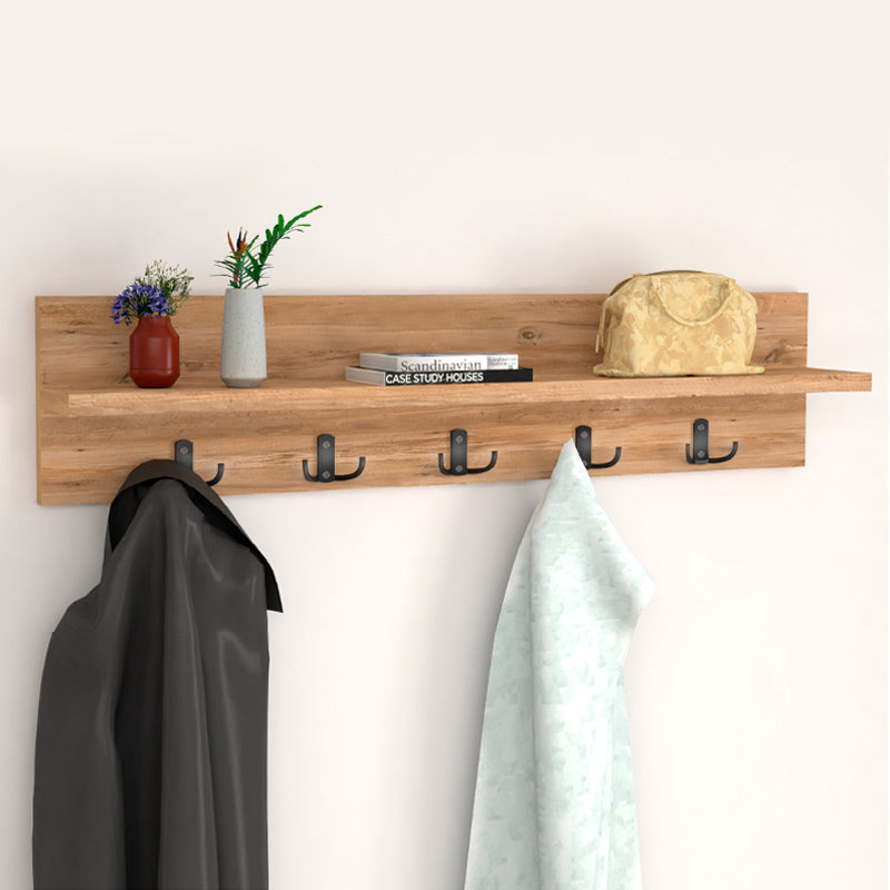 ARLENE Wall Hanger made of melamine oak, measuring 80x11x18cm, showcasing its elegant design and sturdy construction.